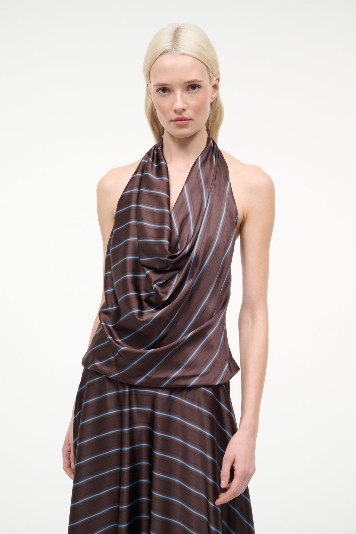 STAUD | Elira Silk Dress Redondo Stripe