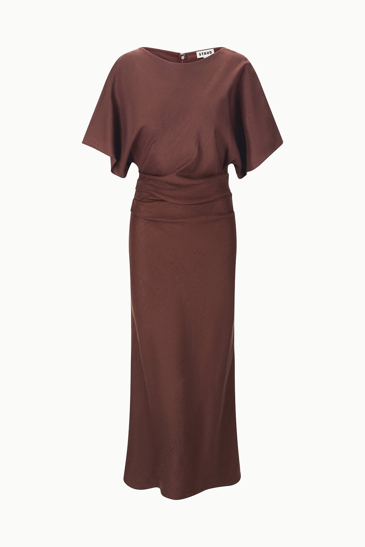 STAUD | Amelie Linen Dress Dark Oak
