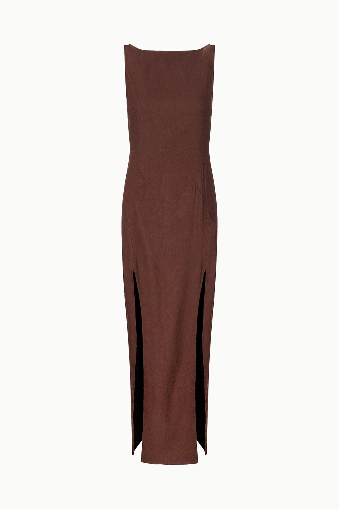 STAUD | Costa Linen Dress Dark Oak