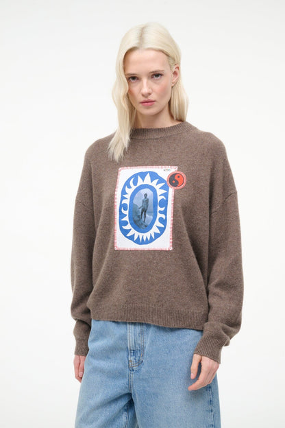 STAUD | Serrano Cashmere Relaxed Crew Truffle Patchwork