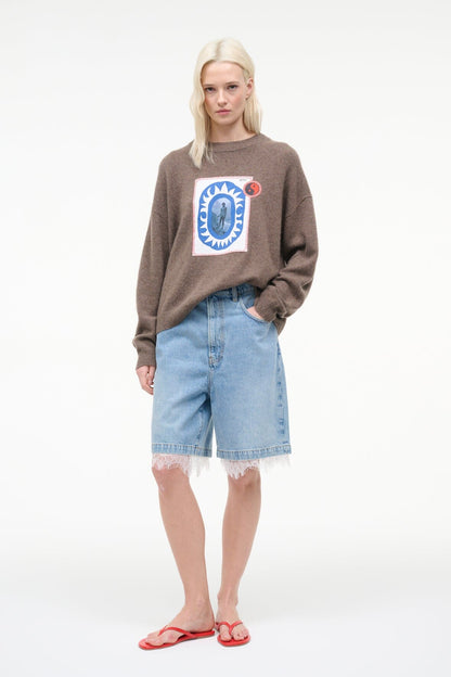STAUD | Serrano Cashmere Relaxed Crew Truffle Patchwork