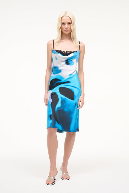 STAUD | Evangeline Silk Dress Blue Haze
