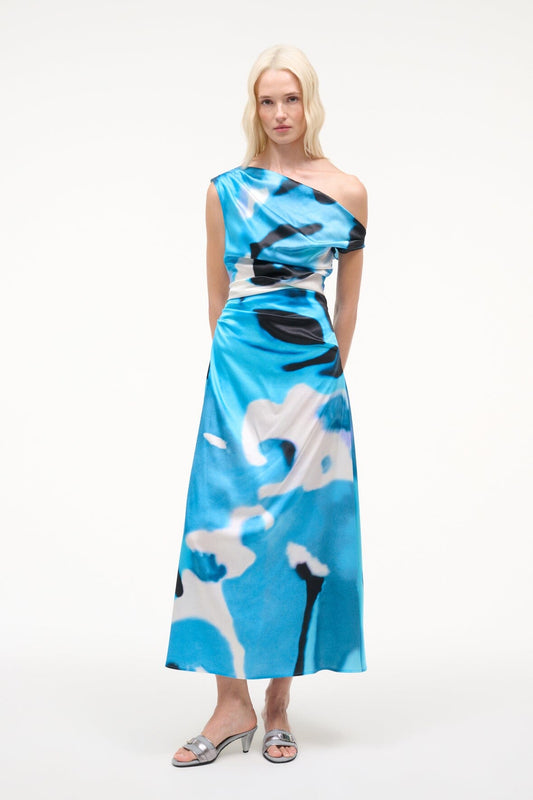 STAUD | Phare Silk Dress Blue Haze