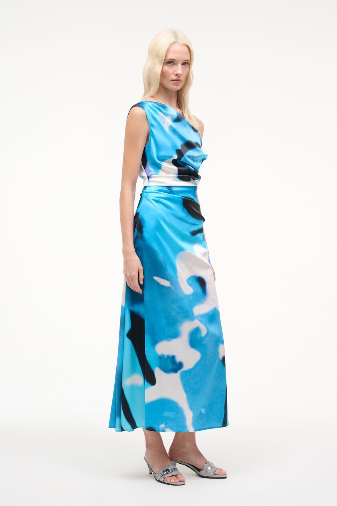 STAUD | Phare Silk Dress Blue Haze