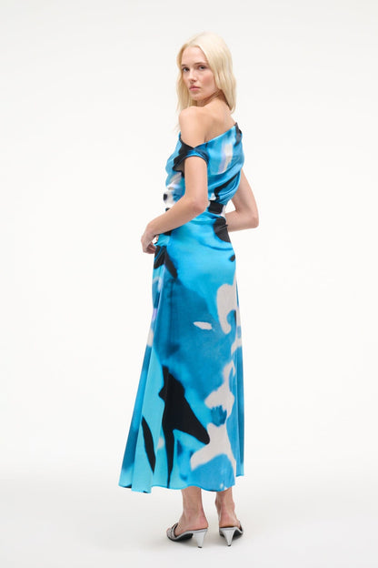 STAUD | Phare Silk Dress Blue Haze