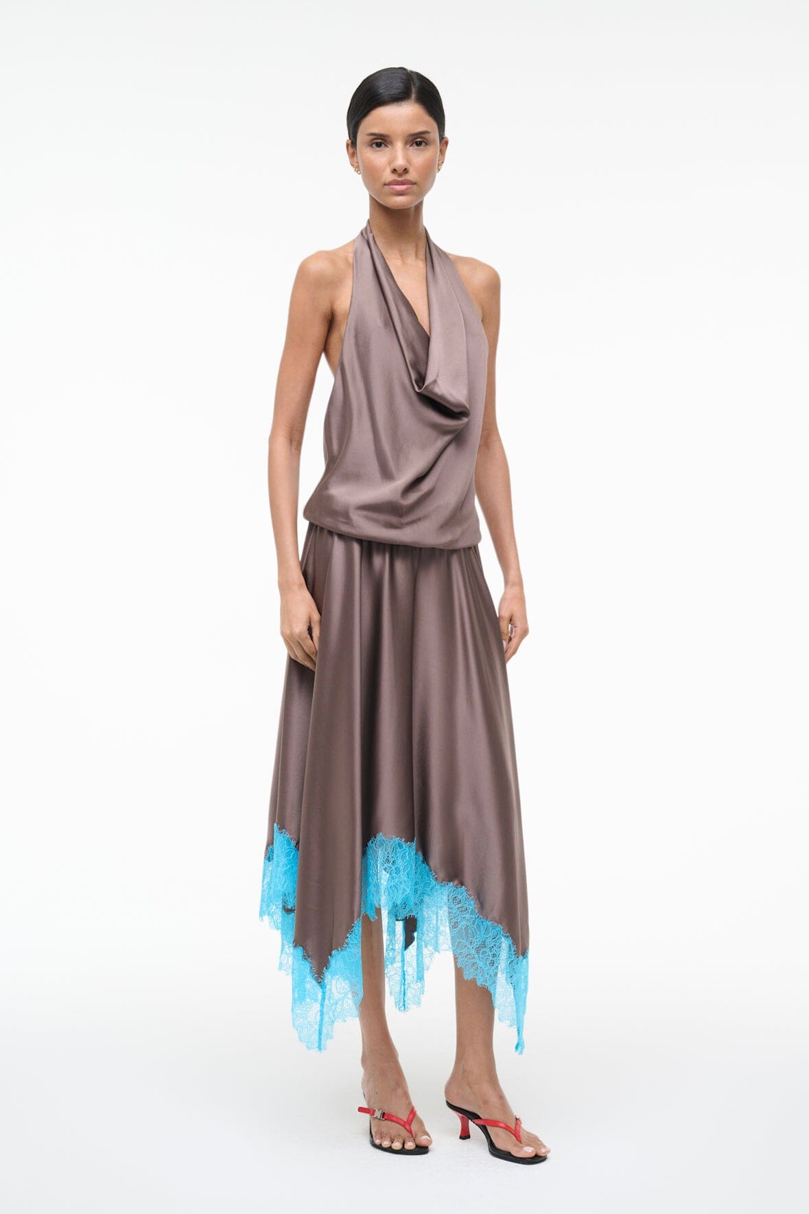 STAUD | Elira Silk Dress Mink Pool
