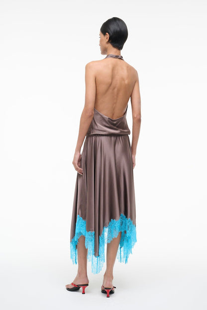 STAUD | Elira Silk Dress Mink Pool