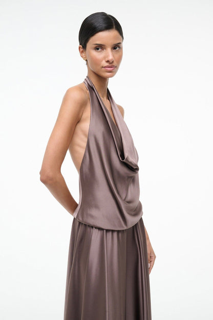 STAUD | Elira Silk Dress Mink Pool