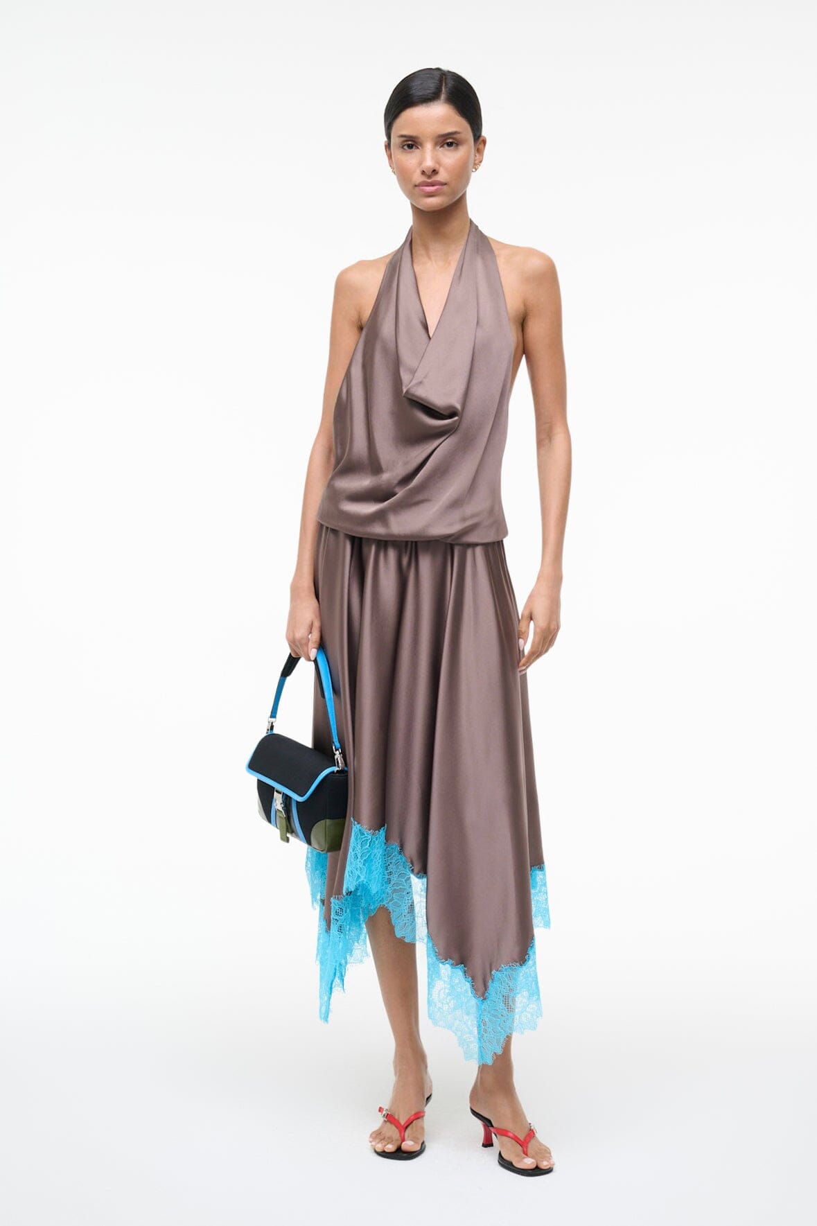 STAUD | Elira Silk Dress Mink Pool
