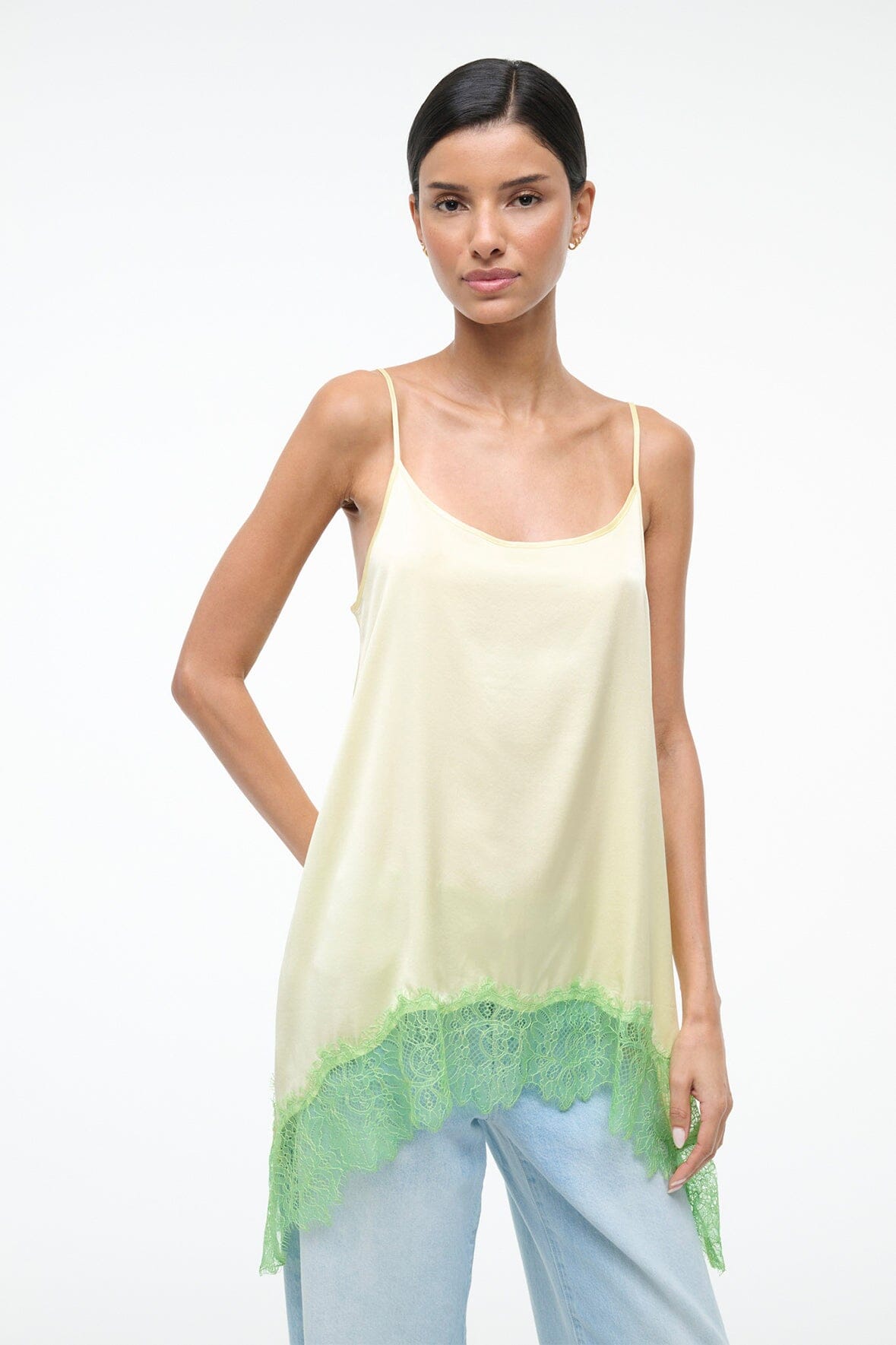 STAUD | Chloe Silk Cami Key Lime Sprout