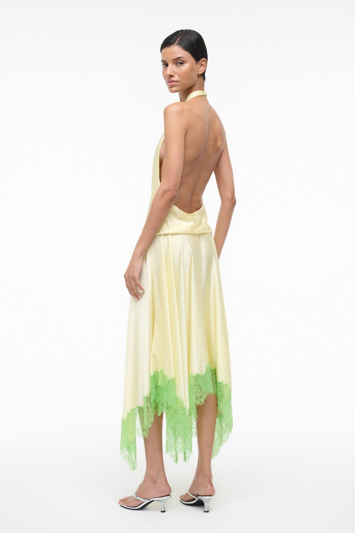 STAUD | Elira Silk Dress Key Lime Sprout