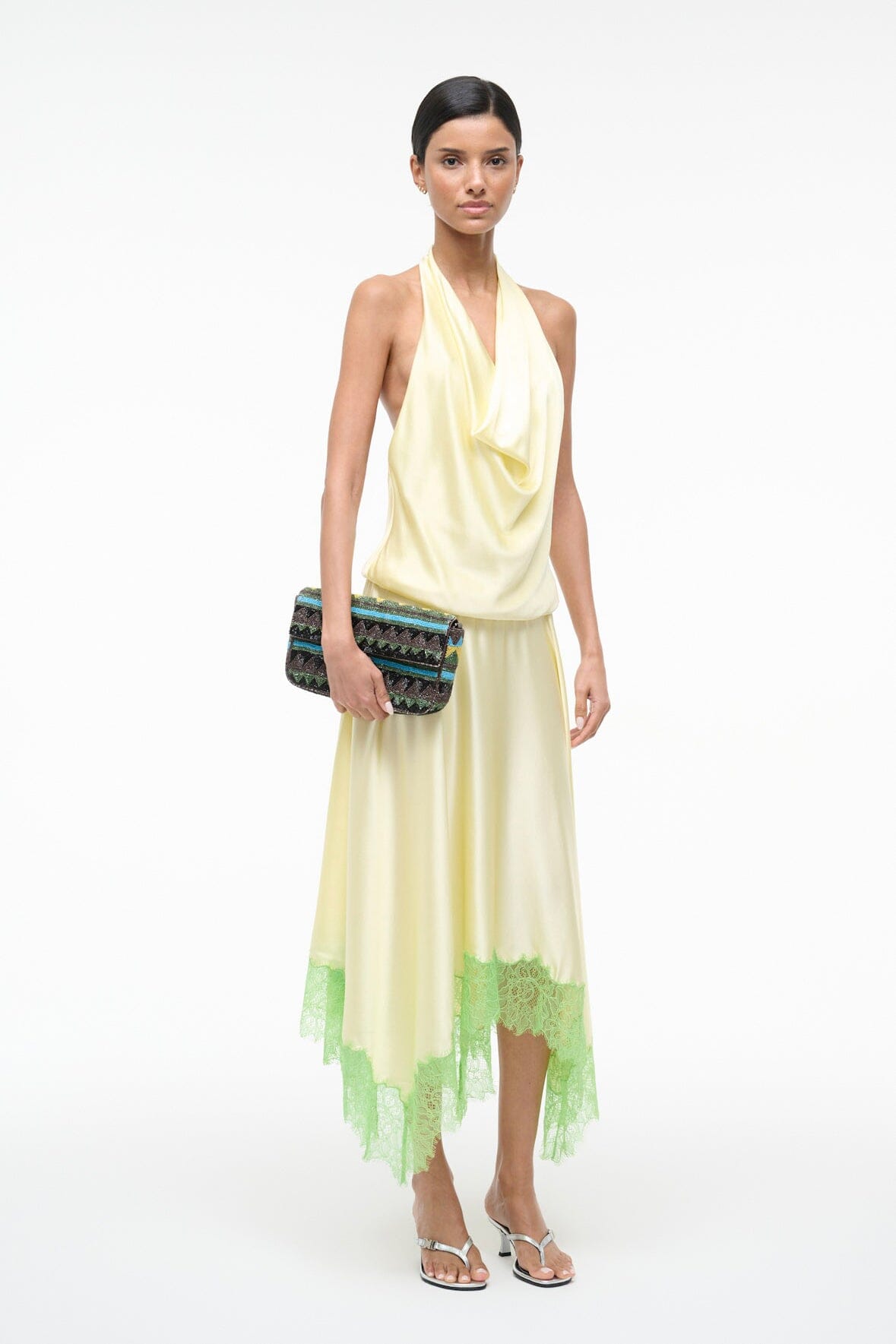 STAUD | Elira Silk Dress Key Lime Sprout