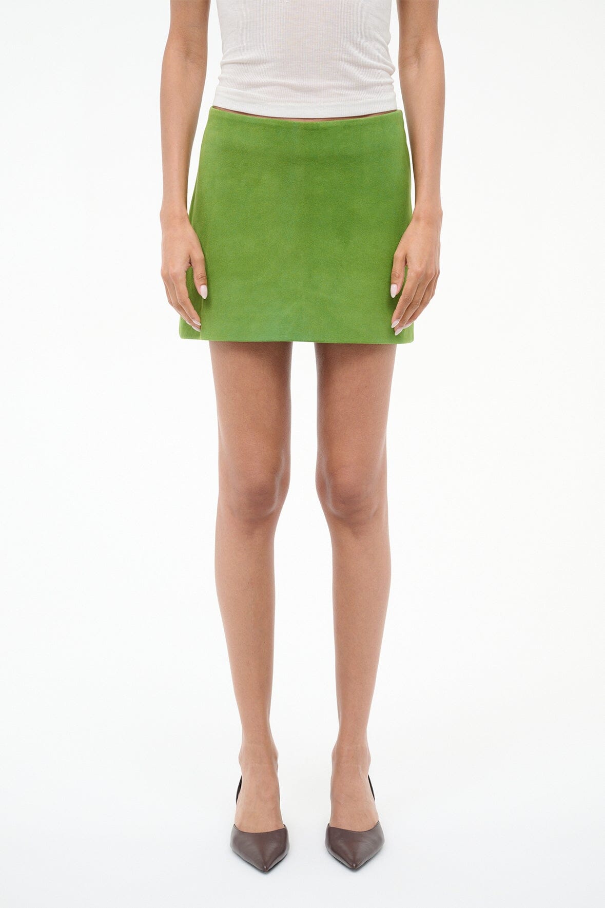 STAUD | Crest Suede Skirt Leaf Suede