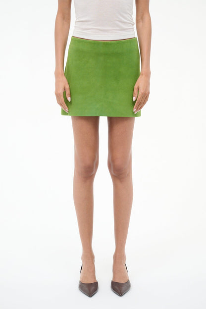 STAUD | Crest Suede Skirt Leaf Suede