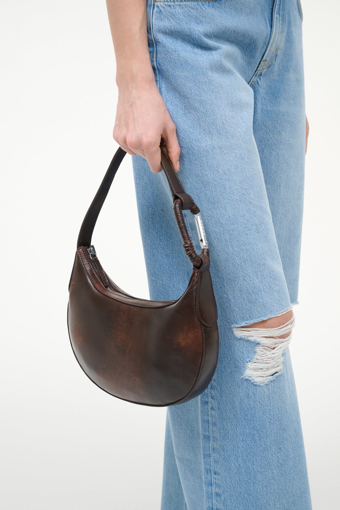 STAUD | Alden Shoulder Bag Espresso Distressed