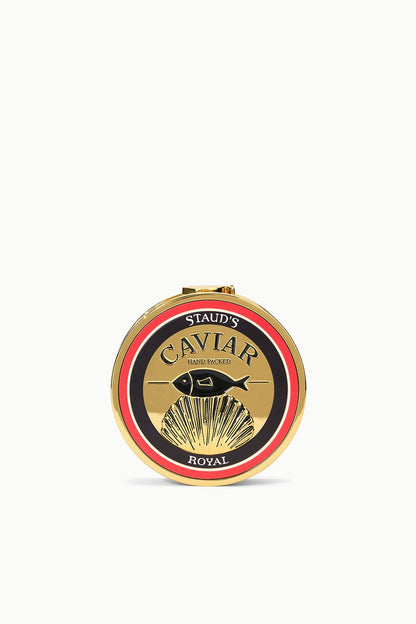 STAUD | Gold Caviar Tin Clutch With Chain Strap - Staud