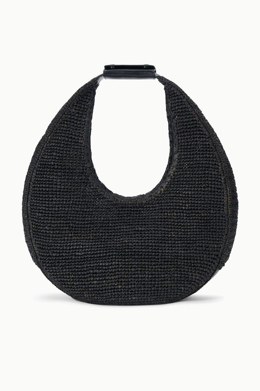 STAUD | Large Raffia Moon Tote Bag Black