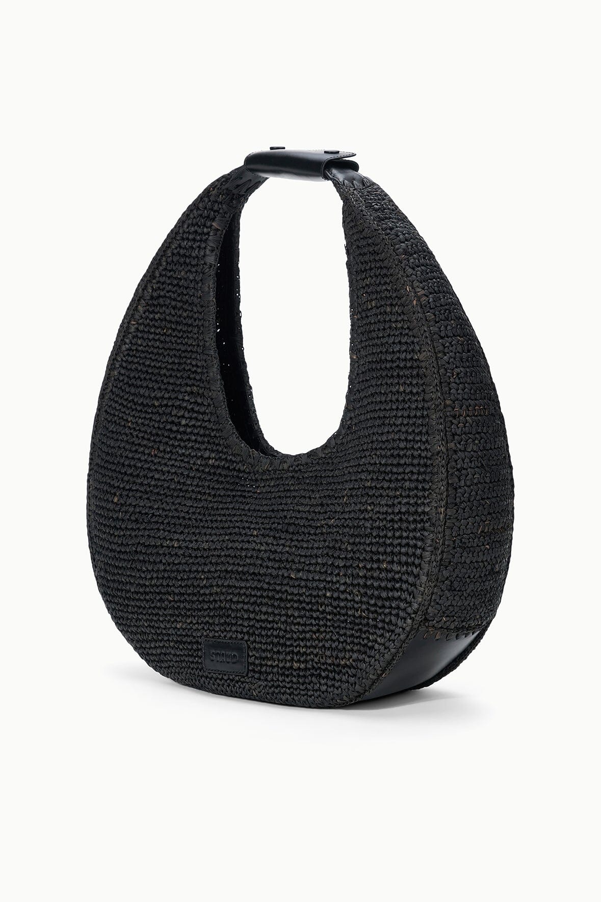 STAUD | Large Raffia Moon Tote Bag Black
