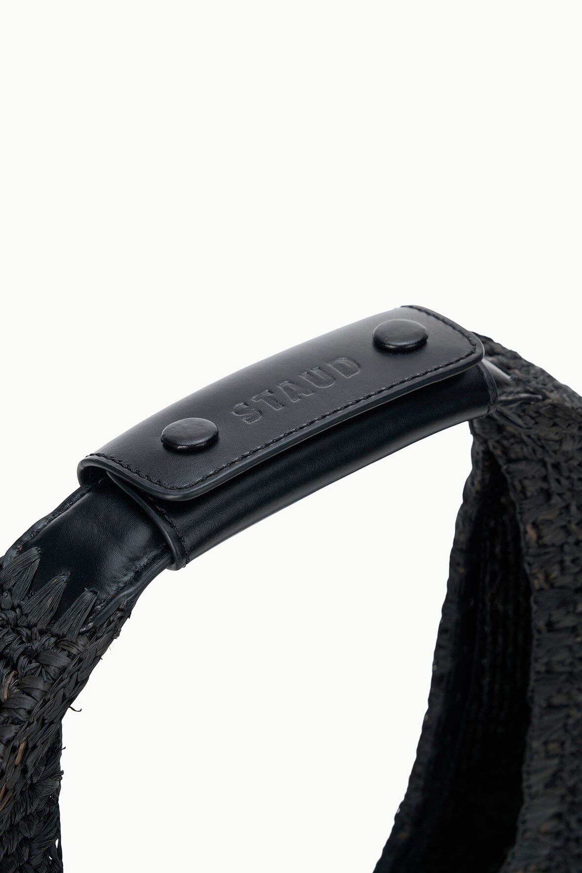 STAUD | Large Raffia Moon Tote Bag Black