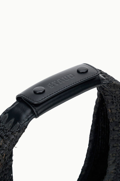 STAUD | Large Raffia Moon Tote Bag Black