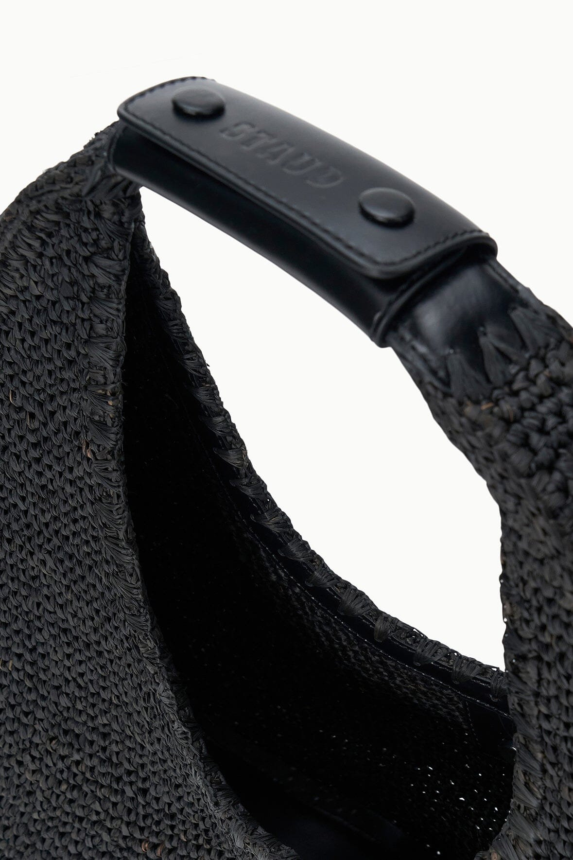 STAUD | Large Raffia Moon Tote Bag Black