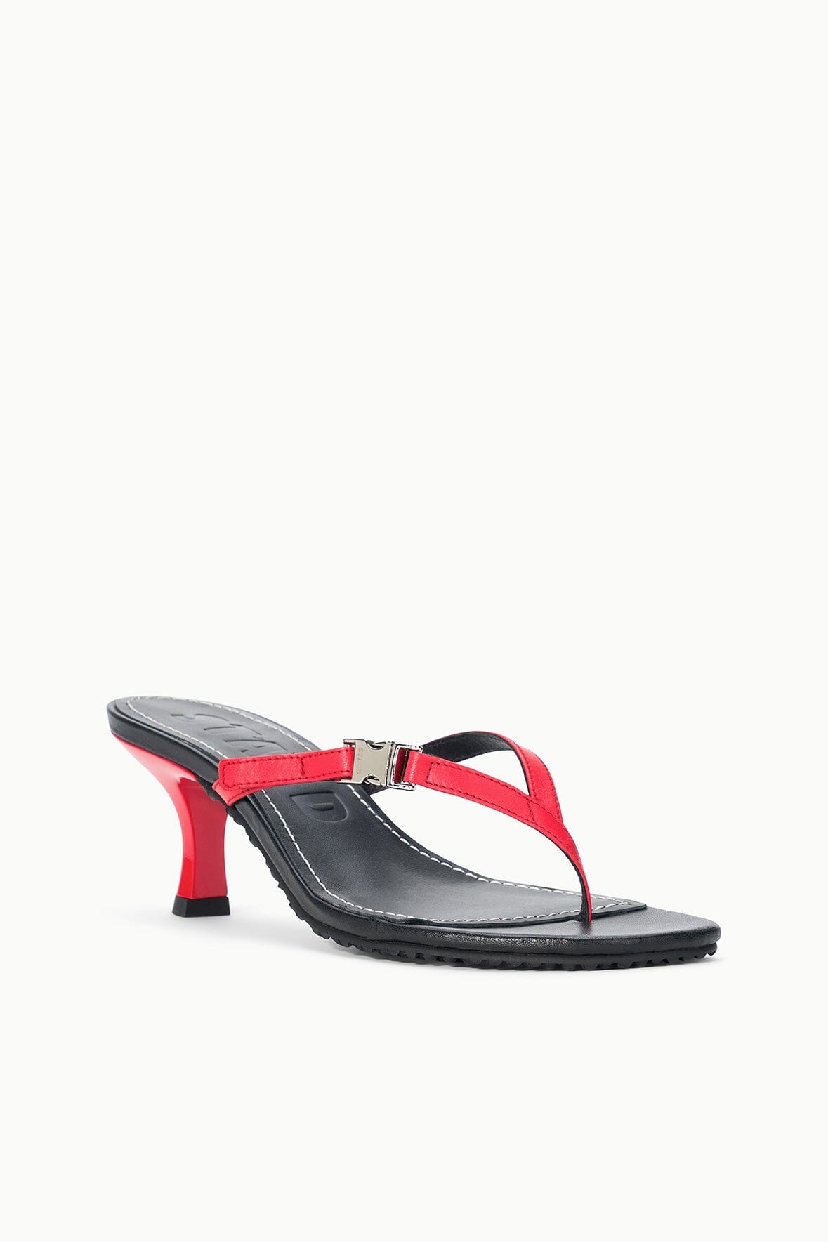 STAUD | Flynn Kitten Heel Black Red Rose