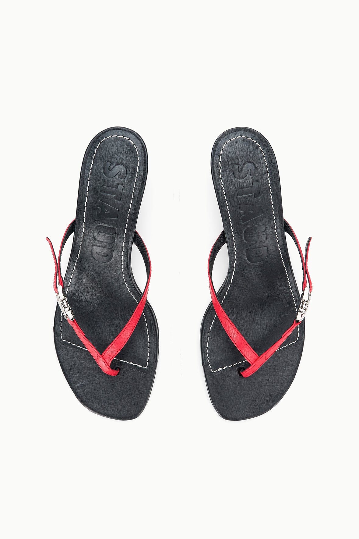 STAUD | Flynn Kitten Heel Black Red Rose