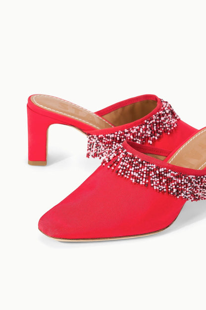 STAUD | Joanna Kitten Heel Mule Red Rose