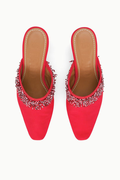 STAUD | Joanna Kitten Heel Mule Red Rose