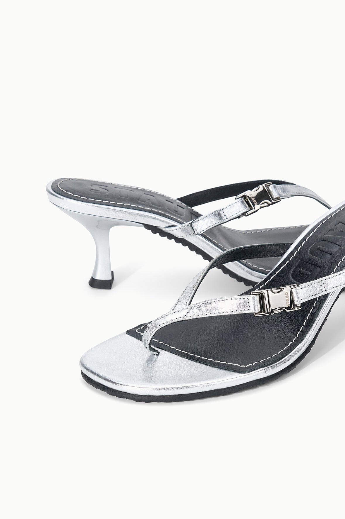 STAUD | Flynn Kitten Heel Silver