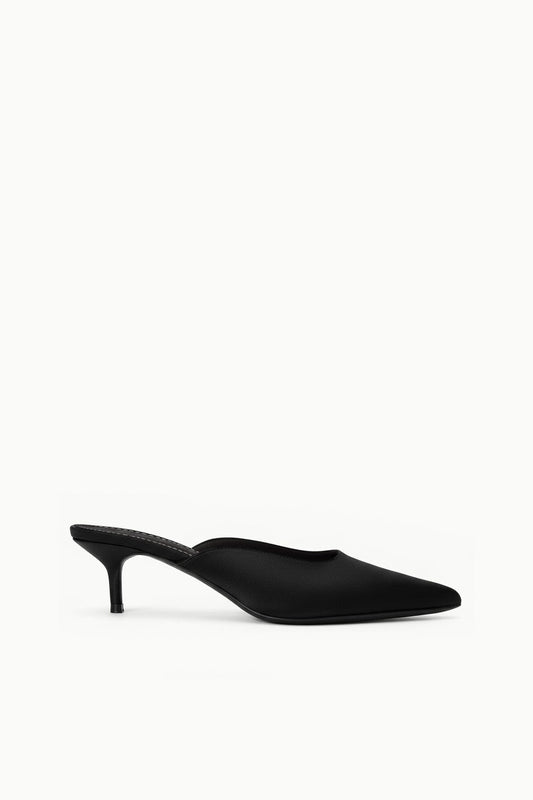 STAUD | Sebastian Kitten Heel Mule Black Satin