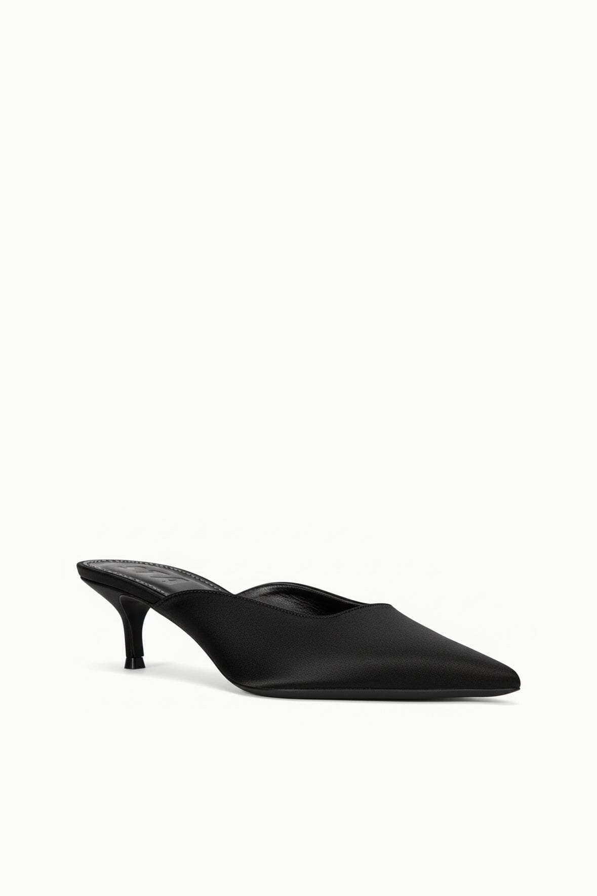 STAUD | Sebastian Kitten Heel Mule Black Satin