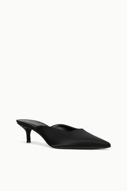 STAUD | Sebastian Kitten Heel Mule Black Satin