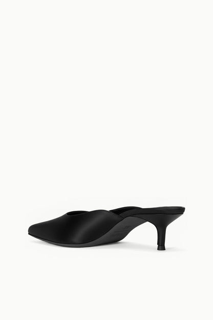 STAUD | Sebastian Kitten Heel Mule Black Satin