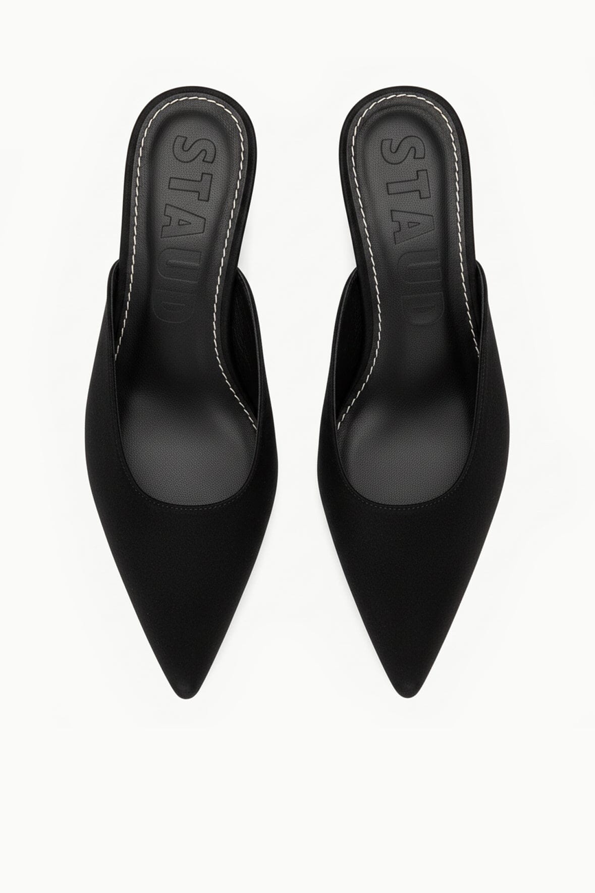 STAUD | Sebastian Kitten Heel Mule Black Satin