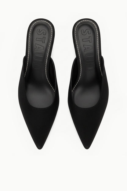 STAUD | Sebastian Kitten Heel Mule Black Satin