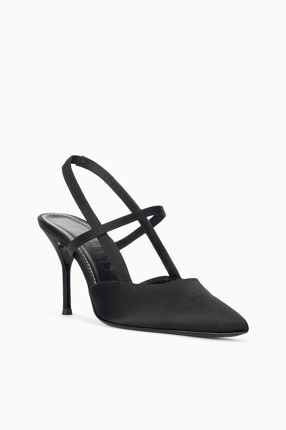 STAUD | Sebastian High Heel Slingback Black Satin