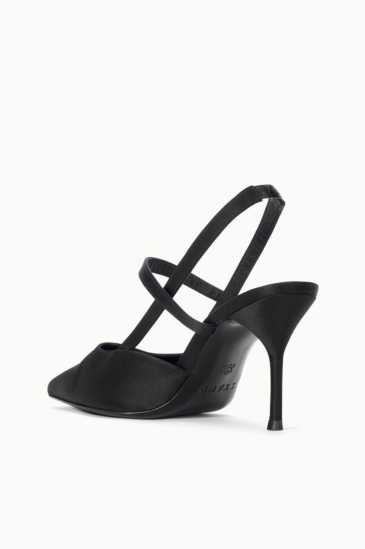 STAUD | Sebastian High Heel Slingback Black Satin
