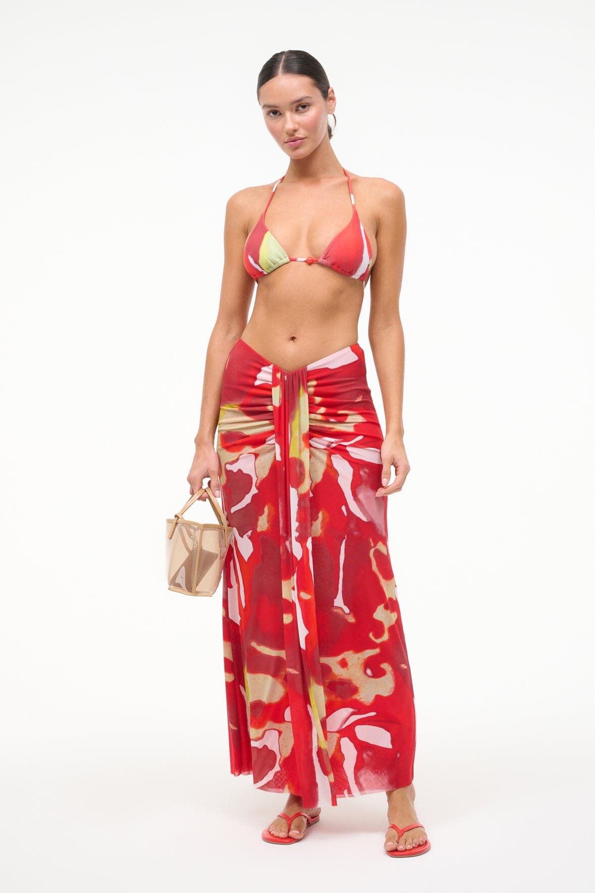 STAUD | Lido Triangle Bikini Top Red Zone
