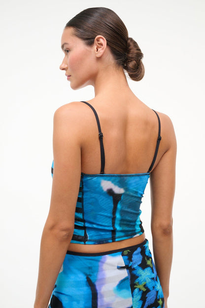 STAUD | Cleo Mesh Tankini Top Blue Haze Multi