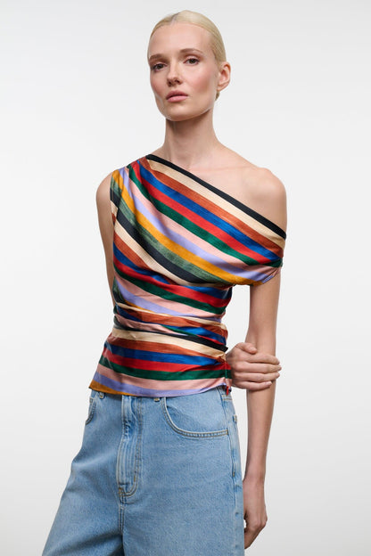 STAUD | Phare Silk Top Artist Stripe