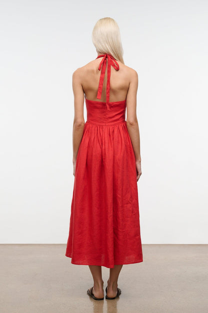 STAUD | Grazia Linen Dress Tomato