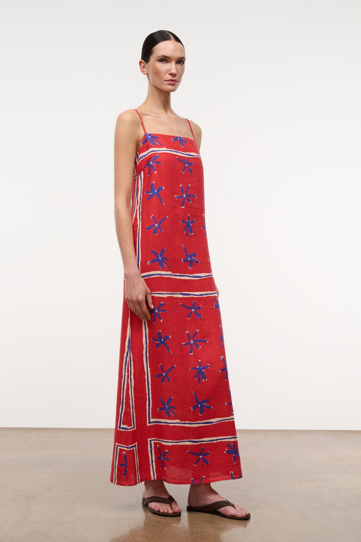 STAUD | Laura Linen Dress Painted Foulard