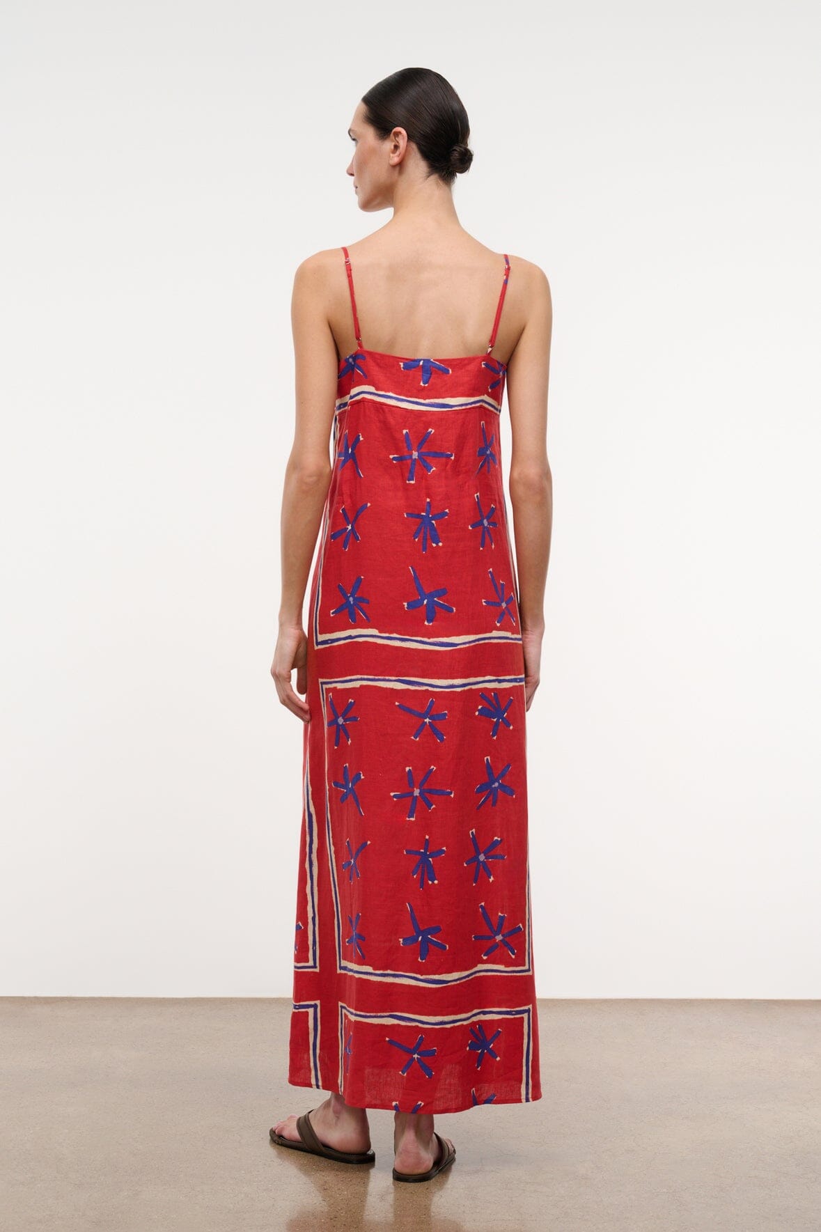 STAUD | Laura Linen Dress Painted Foulard