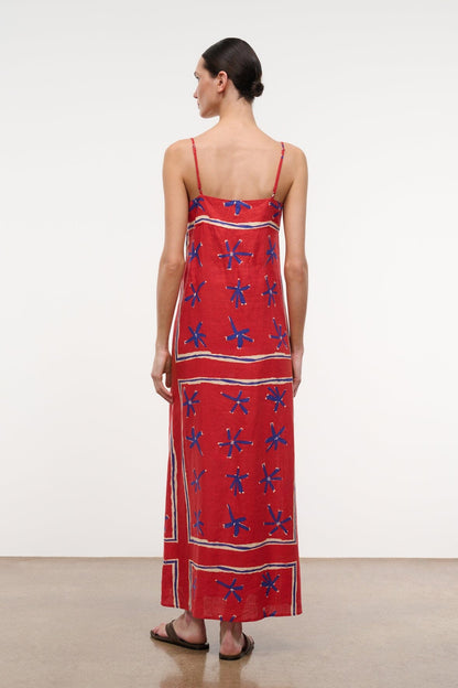 STAUD | Laura Linen Dress Painted Foulard