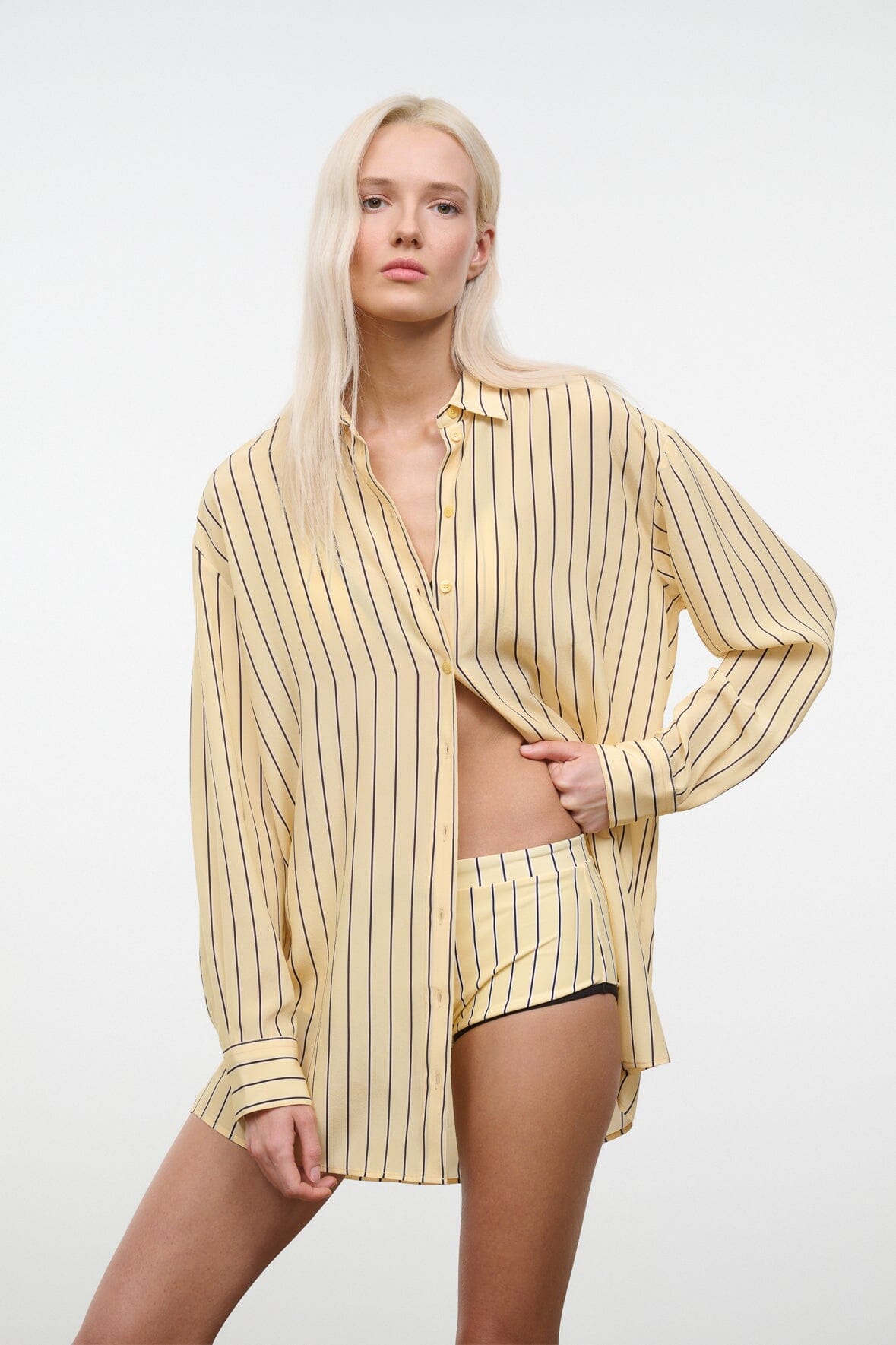 STAUD | Nolan Silk Shirt Monday Stripe