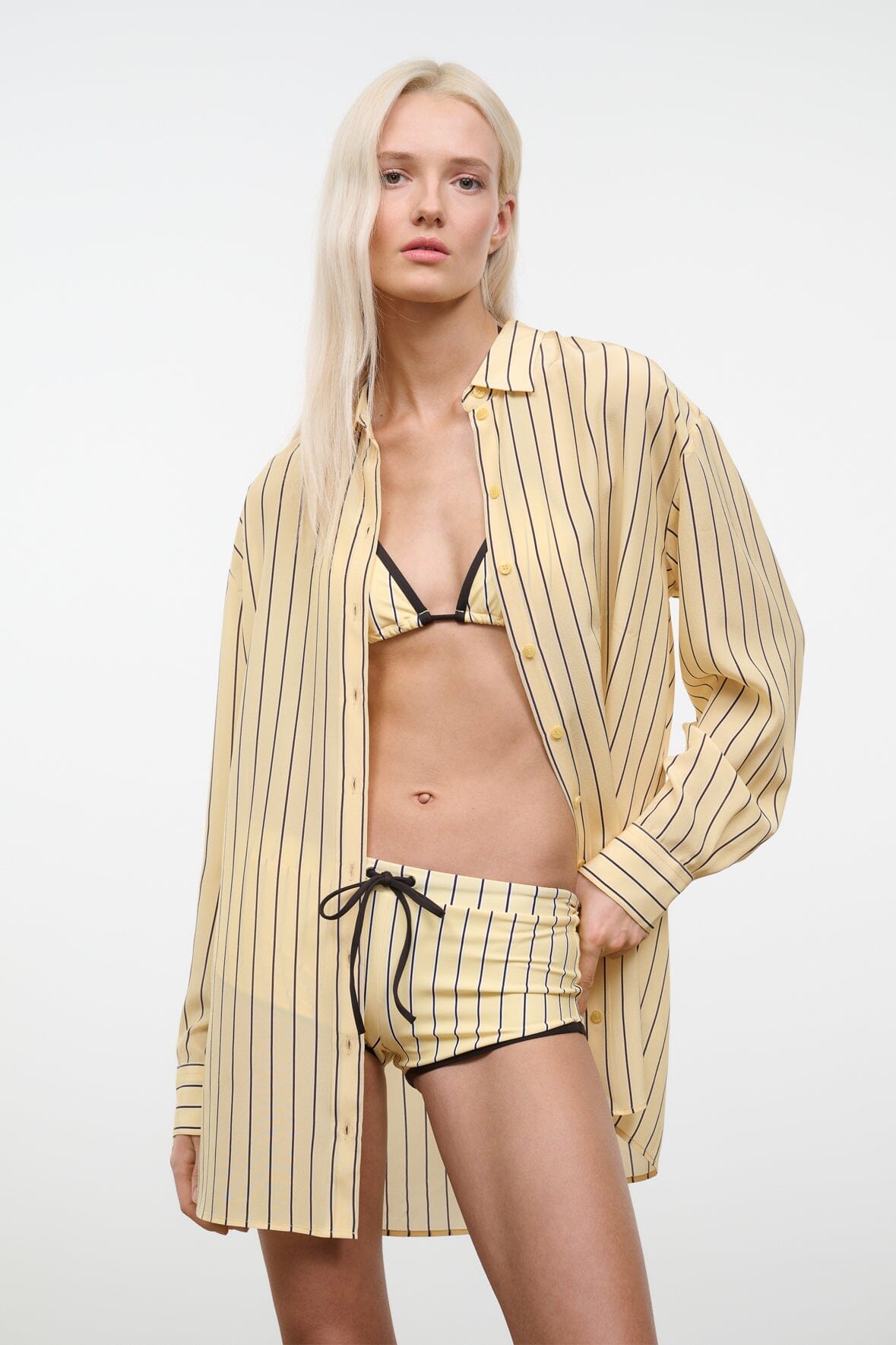 STAUD | Nolan Silk Shirt Monday Stripe