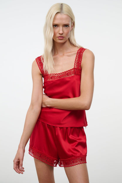 STAUD | Veronica Silk Top Tomato