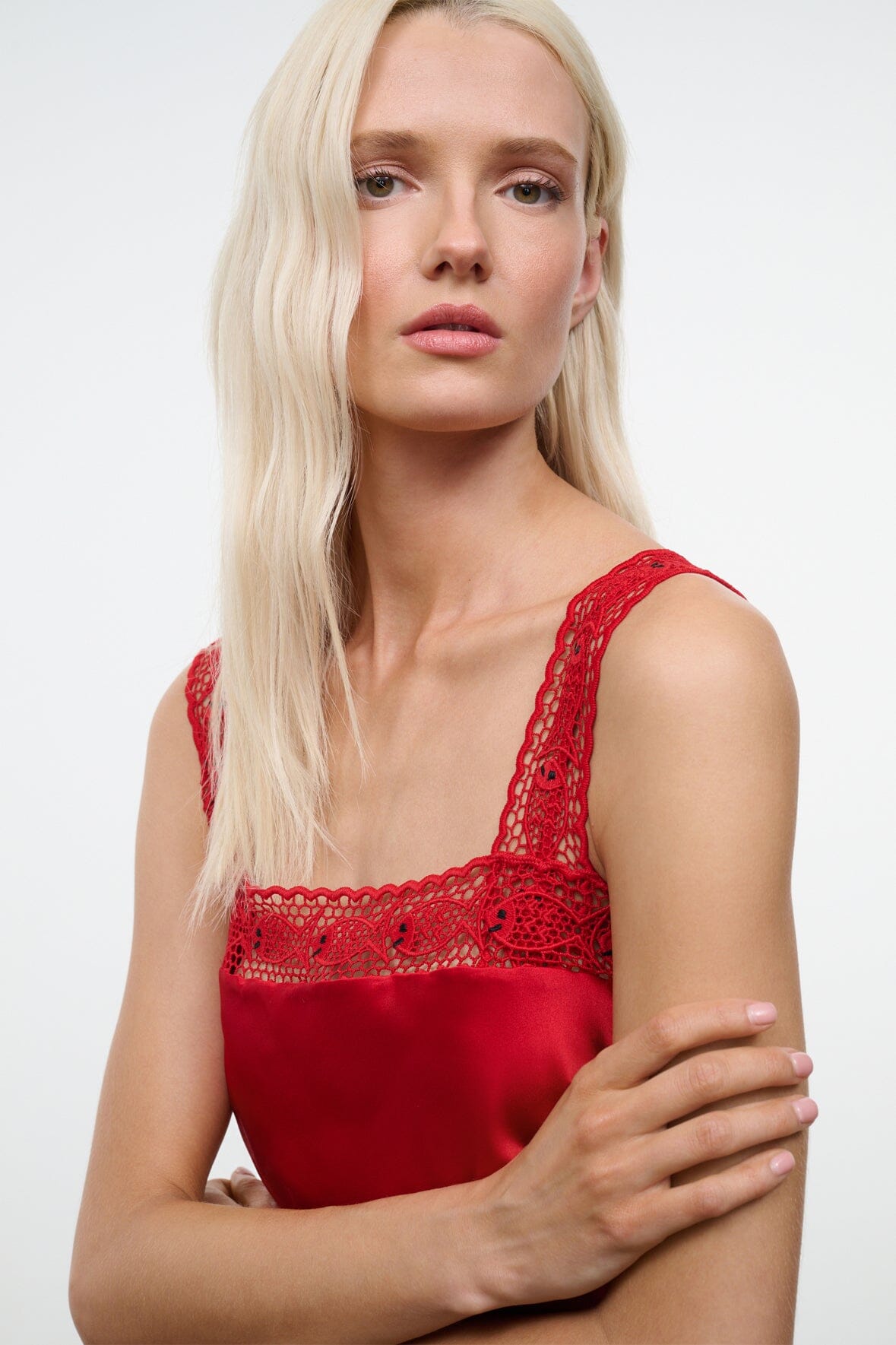 STAUD | Veronica Silk Top Tomato