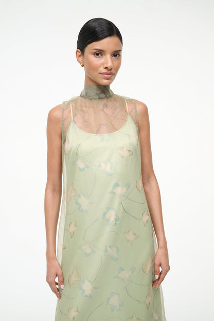 STAUD | Albee Dress In Botanical Moss - Light Green Organza Gown